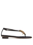 Matchesfashion.com Sanayi 313 - Vivara Starfish Appliqu Grosgrain Sandals - Womens - Black Gold