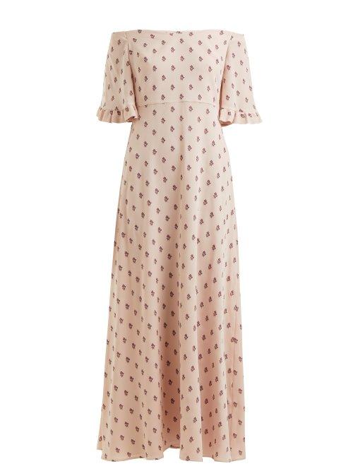 Matchesfashion.com Valentino - Floral Print Silk Crepe Dress - Womens - Multi