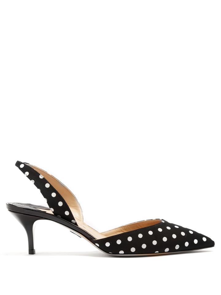 Paul Andrew Rhea Slingback Polka-dot Print Grosgrain Pumps