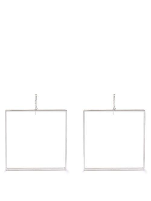 Saint Laurent - Square-hoop Earrings - Womens - Silver