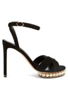 Matchesfashion.com Nicholas Kirkwood - Casati Faux Pearl Embellished Suede Sandals - Womens - Black