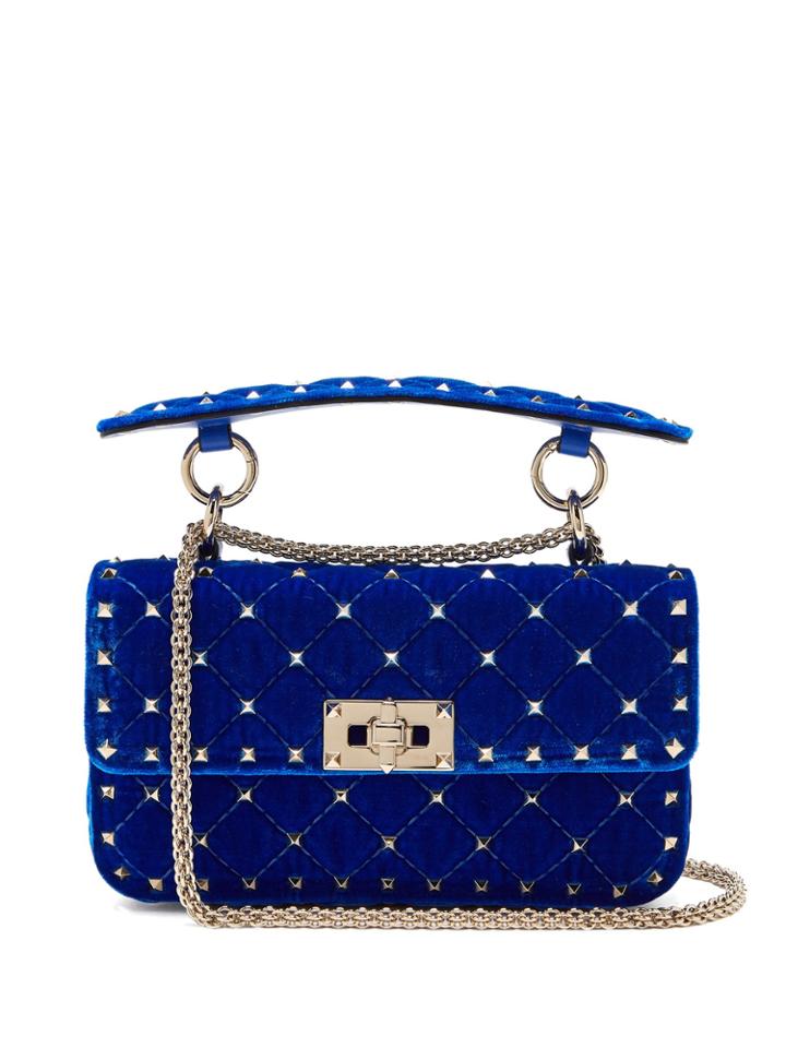 Valentino Rockstud Spike Small Quilted-velvet Cross-body Bag