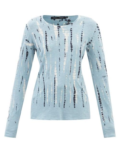 Proenza Schouler - Tie-dyed Cotton-jersey Long-sleeved T-shirt - Womens - Light Blue