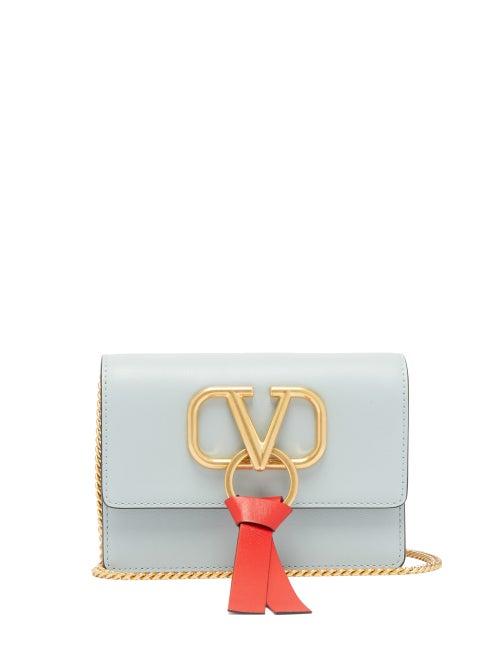 Matchesfashion.com Valentino - V Ring Small Leather Cross Body Bag - Womens - Light Blue