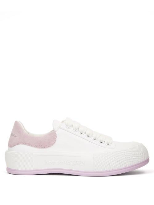 Alexander Mcqueen - Deck Canvas And Suede Trainers - Womens - White Multi