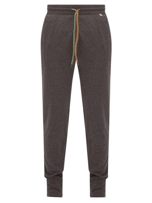 Matchesfashion.com Paul Smith - Logo Tab Cotton Jersey Track Pants - Mens - Dark Grey