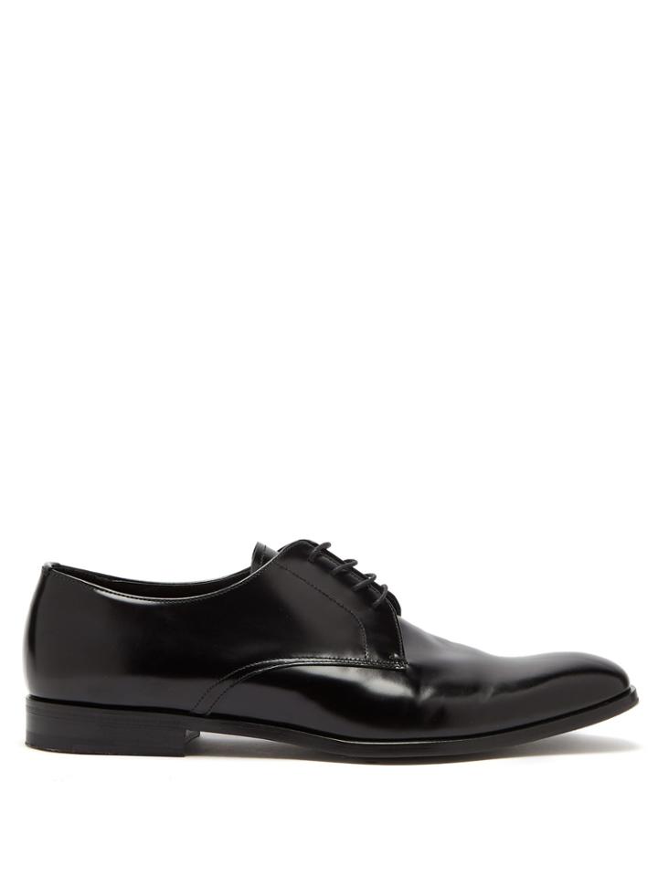 Prada Polished-leather Derby Shoes