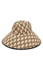 Matchesfashion.com Gucci - Gg Embroidered Snakeskin Trim Raffia Hat - Womens - Black