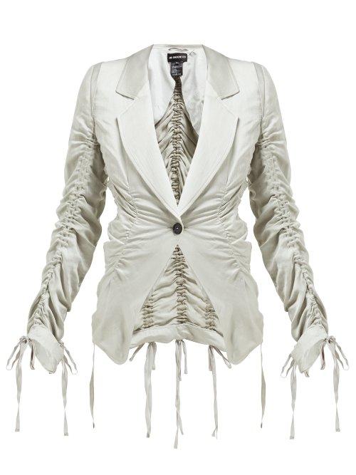 Matchesfashion.com Ann Demeulemeester - Drawstring Seam Tailored Satin Jacket - Womens - Light Grey