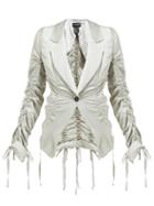 Matchesfashion.com Ann Demeulemeester - Drawstring Seam Tailored Satin Jacket - Womens - Light Grey