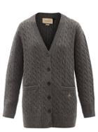 Gucci - Cable-knit Cashmere Cardigan - Womens - Grey
