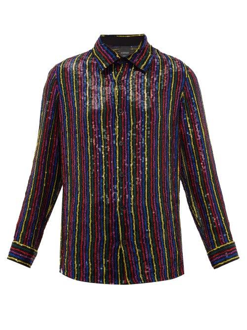 Matchesfashion.com Ashish - Sequin-embellished Chiffon Shirt - Womens - Black Multi