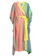 Diane Von Furstenberg Striped Linen-blend Wrap Kaftan