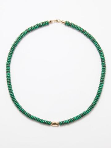 Luis Morais - Hexagon Bolt Evil Eye & 14kt-gold Beaded Necklace - Mens - Green