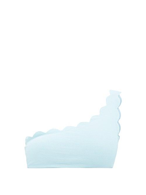 Marysia - Santa Barbara One-shoulder Scallop-edge Bikini Top - Womens - Light Blue