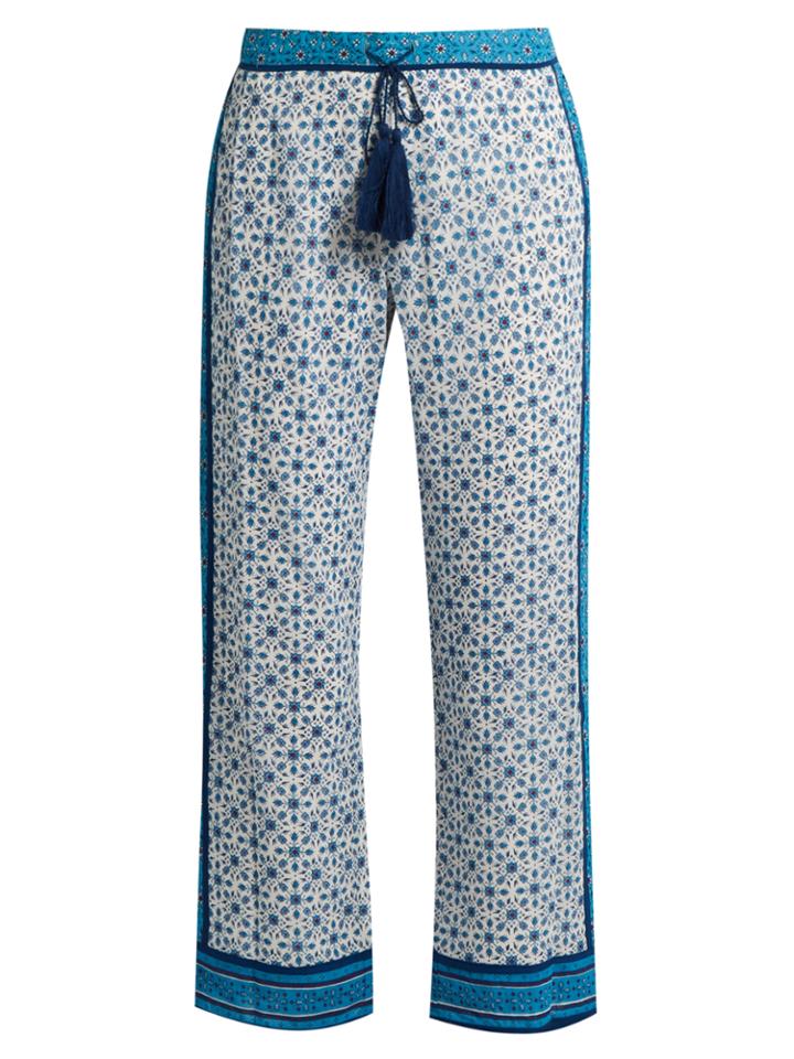 Talitha Block-print Silk-georgette Trousers