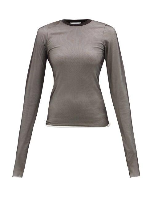 Maximilian - Logo-print Modal And Cotton Mesh Top - Womens - Black