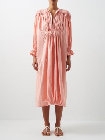 Les Vacances D'irina - The Not So Hazy Nipple Cotton-poplin Midi Dress - Womens - Light Pink