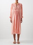 Les Vacances D'irina - The Not So Hazy Nipple Cotton-poplin Midi Dress - Womens - Light Pink