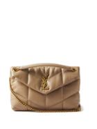 Saint Laurent - Puffer Ysl-plaque Quilted-leather Bag - Womens - Beige
