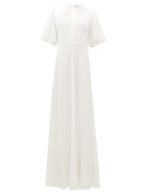 Matchesfashion.com Emilia Wickstead - Magnolia Puff-sleeve Cloqu Maxi Dress - Womens - Ivory