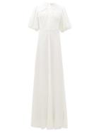 Matchesfashion.com Emilia Wickstead - Magnolia Puff-sleeve Cloqu Maxi Dress - Womens - Ivory