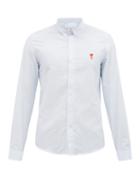 Matchesfashion.com Ami - Logo-embroidered Striped Cotton-poplin Shirt - Mens - Blue