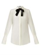 Alexander Mcqueen Contrast-bow Silk Blouse