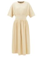 Totme - Gathered Cotton-jersey Dress - Womens - Beige
