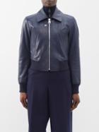 Bottega Veneta - Point-collar Leather Jacket - Womens - Navy