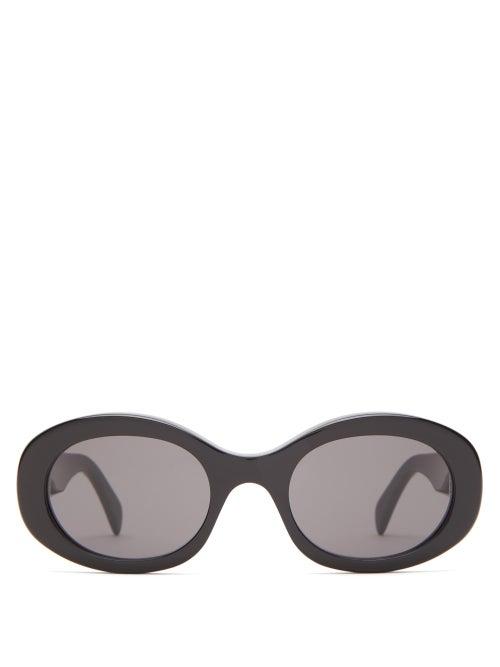 Celine Eyewear - Oval Acetate Sunglasses - Womens - Black