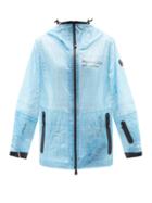 Moncler - Landry Hooded Logo-print Crinkled-pvc Jacket - Womens - Light Blue