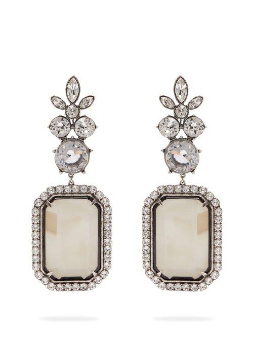 Matchesfashion.com Balenciaga - Floral Crystral Drop Earrings - Womens - Grey
