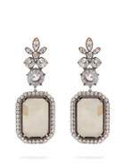 Matchesfashion.com Balenciaga - Floral Crystral Drop Earrings - Womens - Grey