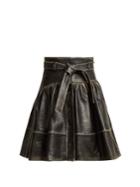 Miu Miu Distressed-leather A-line Skirt