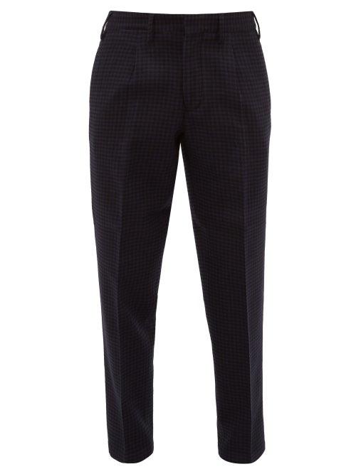 Matchesfashion.com The Gigi - Pleated Houndstooth Check Trousers - Mens - Navy Multi