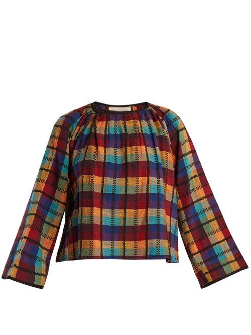 Matchesfashion.com Ace & Jig - Farrah Gathered Neck Checked Cotton Blouse - Womens - Multi