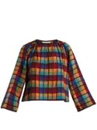Matchesfashion.com Ace & Jig - Farrah Gathered Neck Checked Cotton Blouse - Womens - Multi
