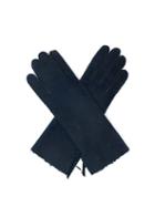 Matchesfashion.com Agnelle - Mia Whipstitched Shearling-lined Leather Gloves - Womens - Navy