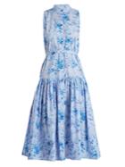 Carolina Herrera Floral-print Stand-collar Gingham Dress