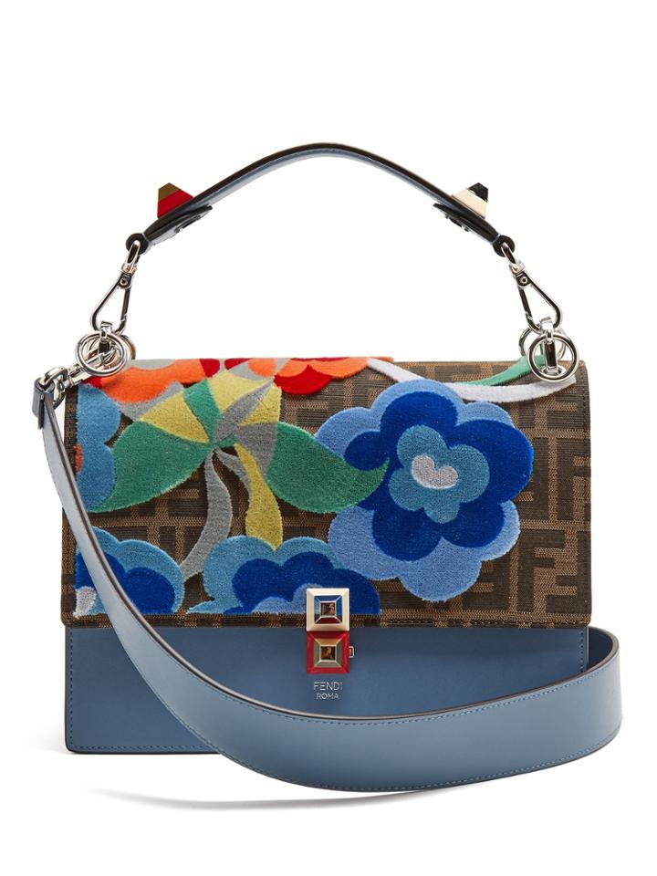 Fendi Kan I Flowerland Appliqu Leather Shoulder Bag
