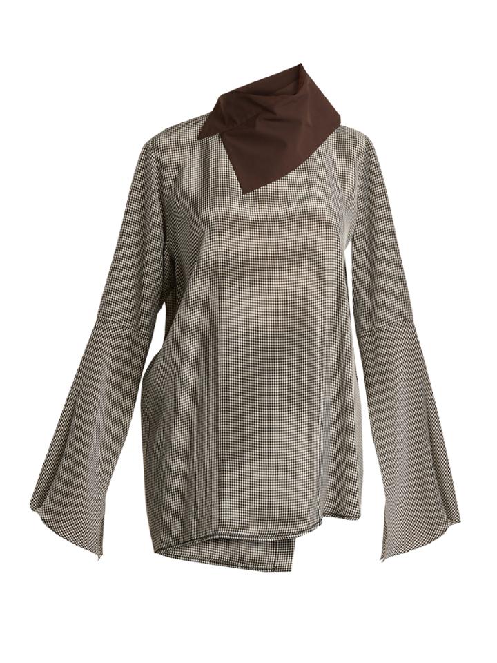 Acne Studios Beau Draped-neck Checked Top