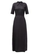 Raey - Silk Tea Dress - Womens - Dark Navy