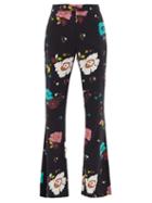 Matchesfashion.com La Doublej - Saturday Night Floral-print Flared Trousers - Womens - Black Multi