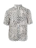 Matchesfashion.com Saint Laurent - Checked Short Sleeved Silk Shirt - Mens - White Multi