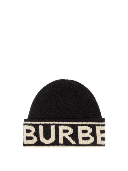 Burberry - Logo-jacquard Cashmere Beanie Hat - Womens - Black