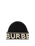 Burberry - Logo-jacquard Cashmere Beanie Hat - Womens - Black