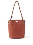 Chlo - Key Twisted-strap Grained-leather Bucket Bag - Womens - Dark Red