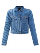 Ahluwalia - Linear-print Denim Jacket - Womens - Mid Denim