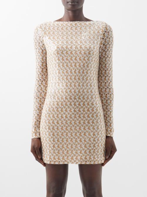 Missoni - Sequinned Crochet-knit Mini Dress - Womens - Gold